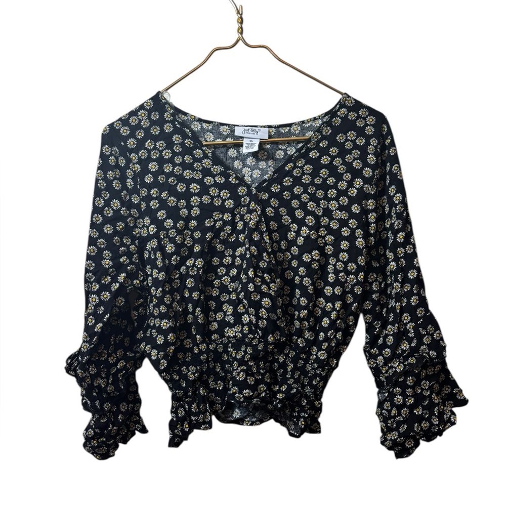 Maeve Black Floral Cinch-Waist Blouse
